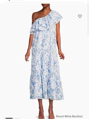 Lilly Pulitzer White Maxi Dress with Blue Toile Print